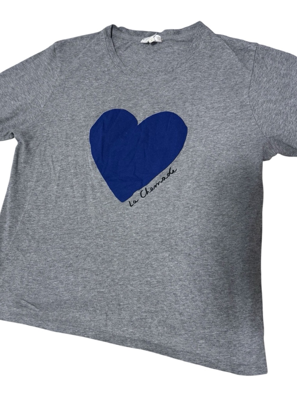 Sezane Grey Tee with Blue Heart Graphic - Picture 2 of 7
